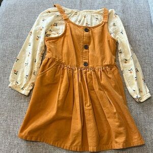 Corduroy jumper with cream floral under shirt. Cat and Jack. Size 4T